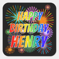 First Name "HENRY", Fun "HAPPY BIRTHDAY"