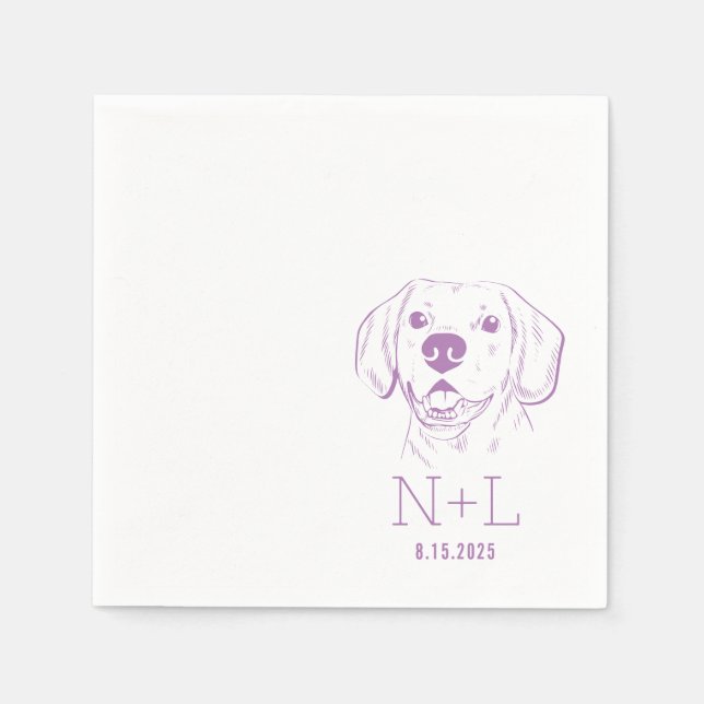 First Name Initials Beagle Wedding Napkins (Front)