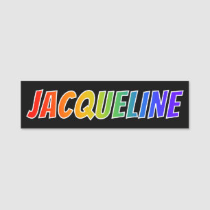 First Name "JACQUELINE": Fun Rainbow Colouring Tag