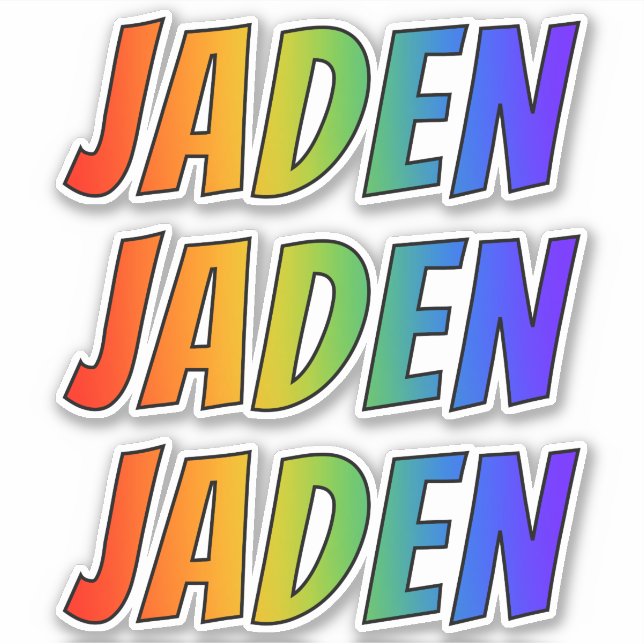 First Name "JADEN" w/ Fun Rainbow Colouring (Front)