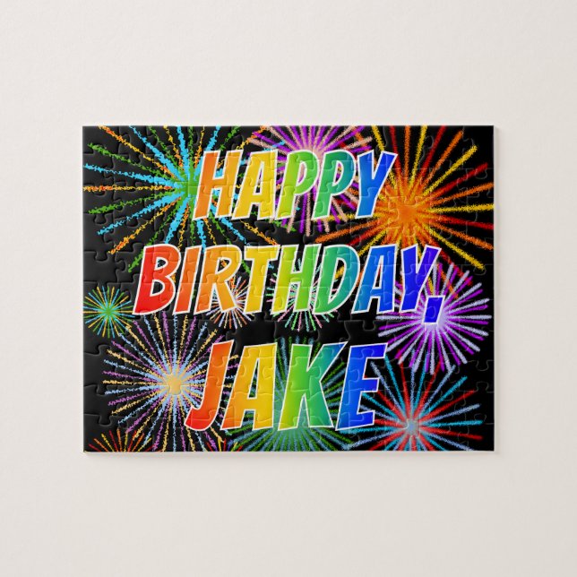 First Name "JAKE", Fun "HAPPY BIRTHDAY" Jigsaw Puzzle (Horizontal)