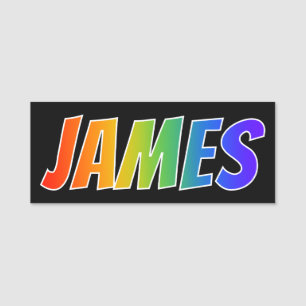 First Name "JAMES": Fun Rainbow Colouring Name Tag