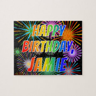 First Name "JAMIE", Fun "HAPPY BIRTHDAY" Jigsaw Puzzle