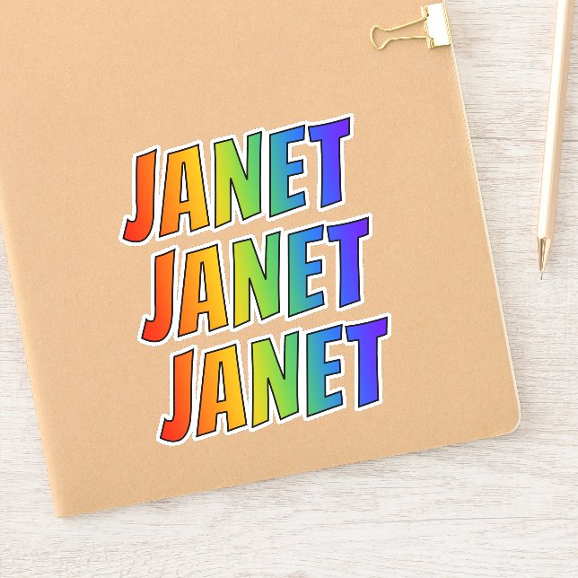 First Name "JANET" w/ Fun Rainbow Colouring (Notebook)