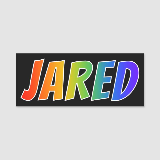 First Name "JARED": Fun Rainbow Colouring Name Tag (Front)
