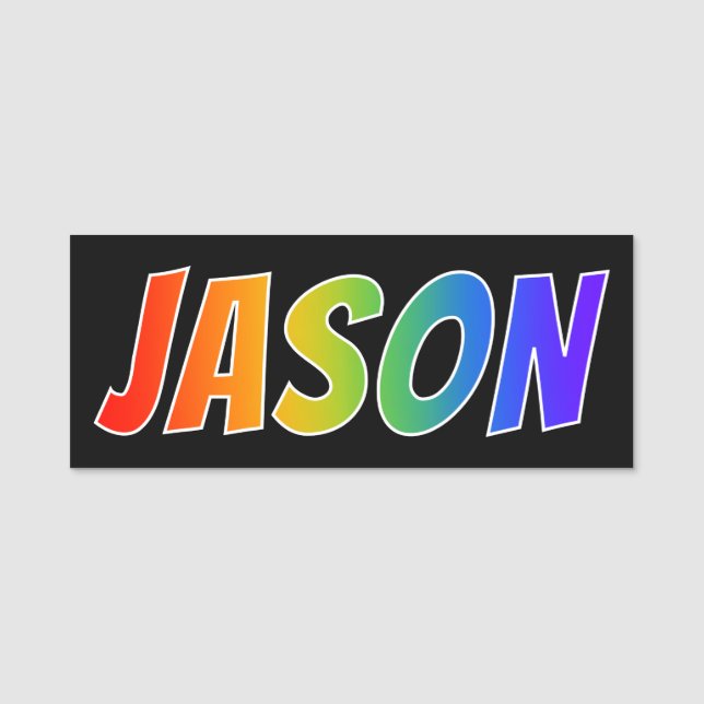First Name "JASON": Fun Rainbow Colouring Name Tag (Front)