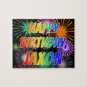 First Name "JAXON", Fun "HAPPY BIRTHDAY" Jigsaw Puzzle