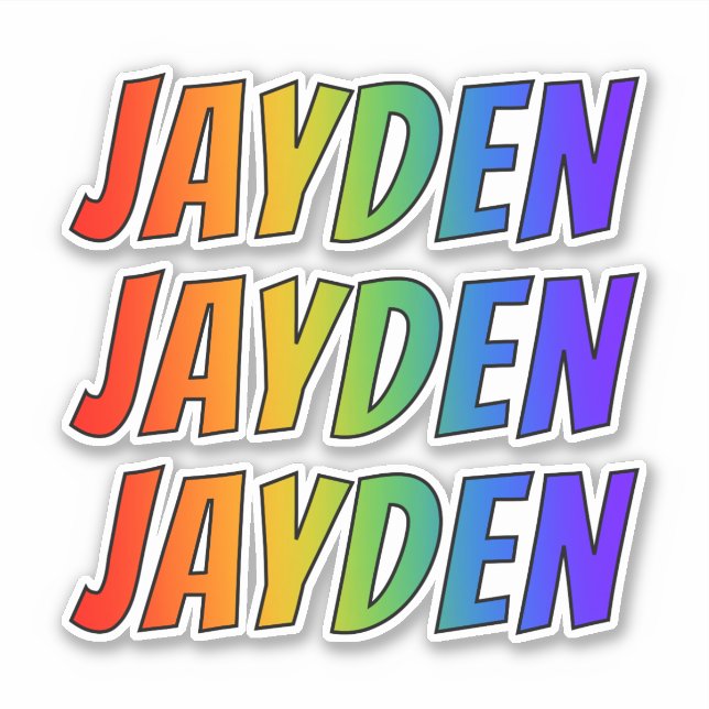 First Name "JAYDEN" w/ Fun Rainbow Colouring (Front)