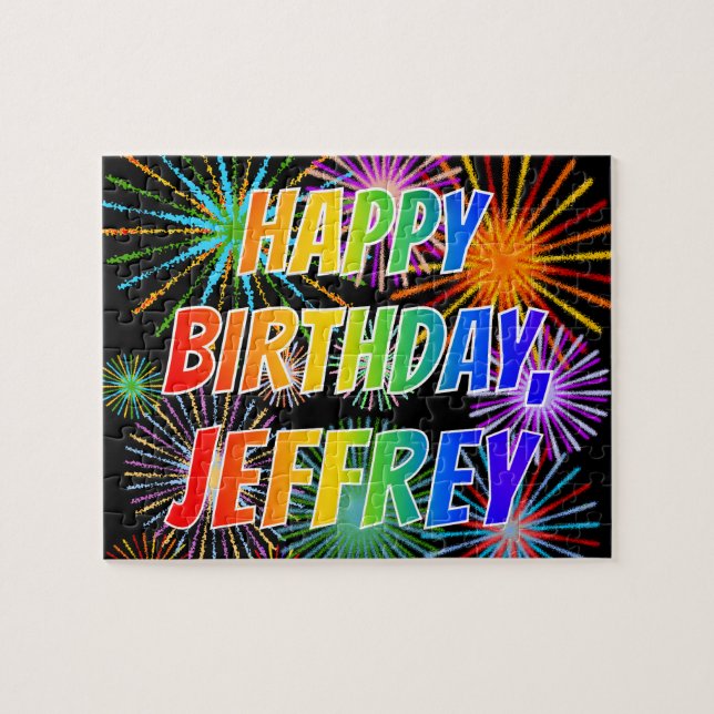 First Name "JEFFREY", Fun "HAPPY BIRTHDAY" Jigsaw Puzzle (Horizontal)