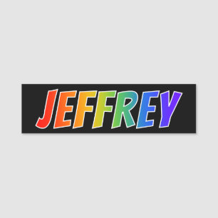 First Name "JEFFREY": Fun Rainbow Colouring Name Tag
