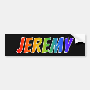 First Name "JEREMY": Fun Rainbow Colouring Bumper Sticker