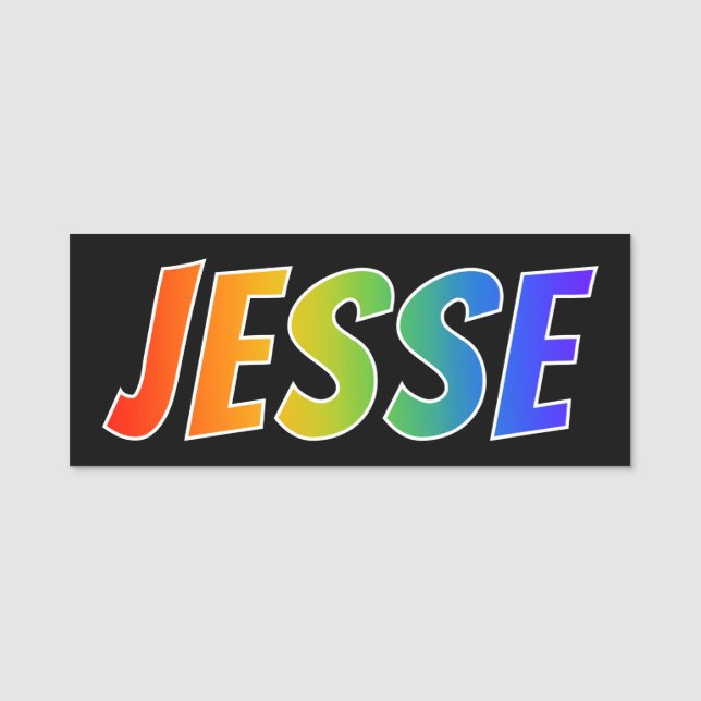 First Name "JESSE": Fun Rainbow Colouring Name Tag (Front)