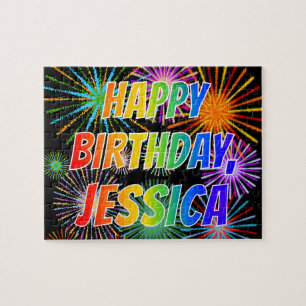 First Name "JESSICA", Fun "HAPPY BIRTHDAY" Jigsaw Puzzle