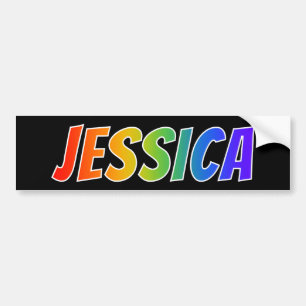 First Name "JESSICA": Fun Rainbow Colouring Bumper Sticker