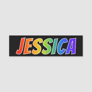 First Name "JESSICA": Fun Rainbow Colouring Name Tag
