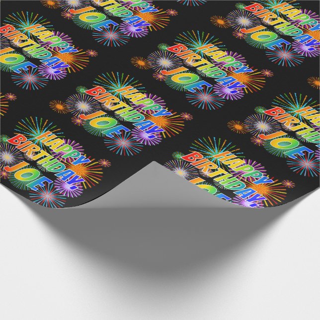 First Name "JOE", Fun "HAPPY BIRTHDAY" Wrapping Paper (Corner)
