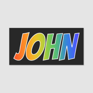First Name "JOHN": Fun Rainbow Colouring Name Tag