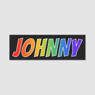 First Name "JOHNNY": Fun Rainbow Colouring Name Tag