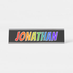 First Name "JONATHAN": Fun Rainbow Colouring Desk Name Plate