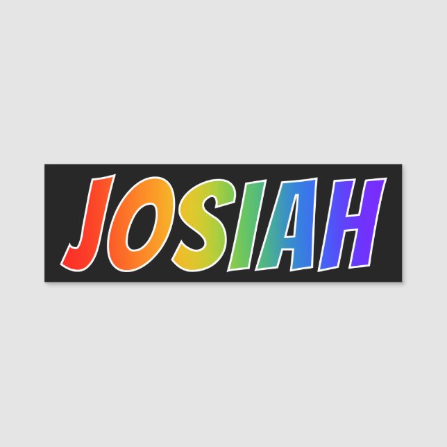 First Name "JOSIAH": Fun Rainbow Colouring Tag (Front)
