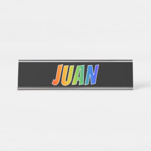 First Name "JUAN": Fun Rainbow Colouring Desk Name Plate