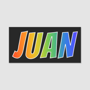 First Name "JUAN": Fun Rainbow Colouring Tag