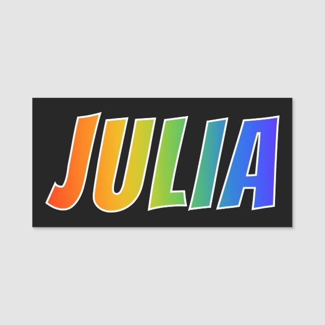 First Name "JULIA": Fun Rainbow Colouring Tag (Front)
