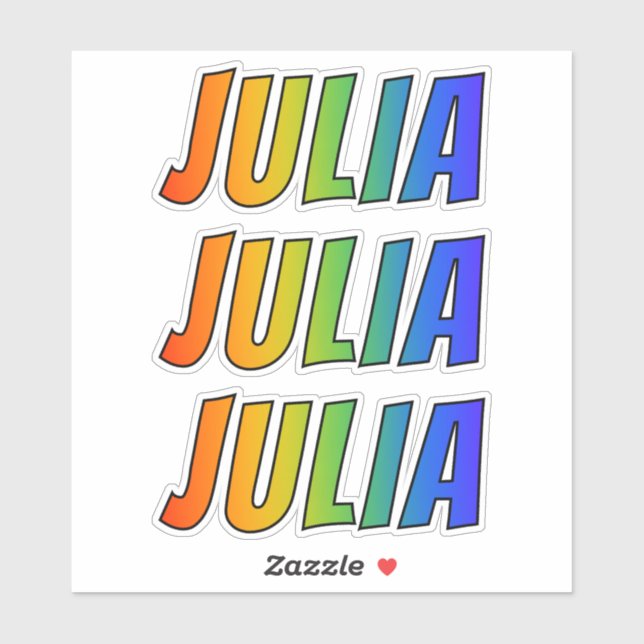 First Name "JULIA" w/ Fun Rainbow Colouring (Sheet)