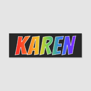 First Name "KAREN": Fun Rainbow Colouring Tag