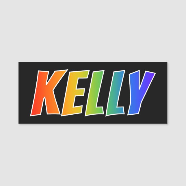 First Name "KELLY": Fun Rainbow Colouring Name Tag (Front)