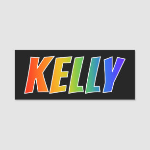 First Name "KELLY": Fun Rainbow Colouring Tag