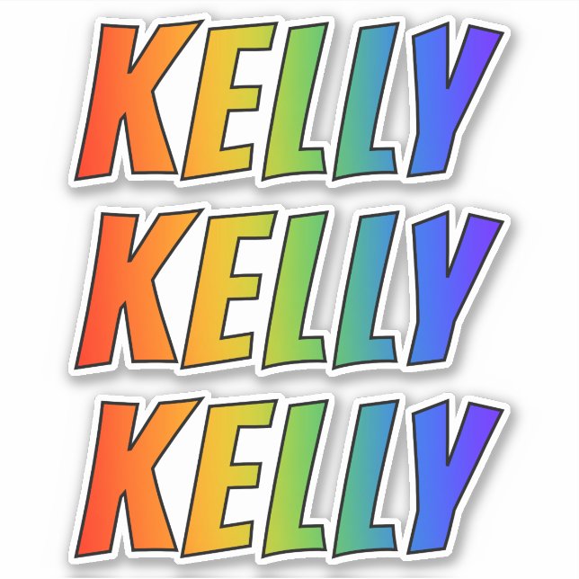First Name "KELLY" w/ Fun Rainbow Colouring (Front)