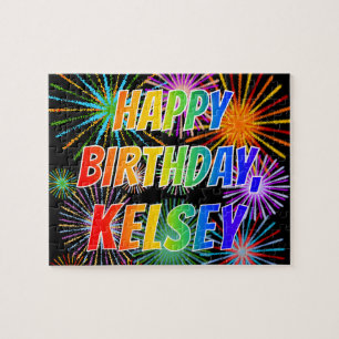 First Name "KELSEY", Fun "HAPPY BIRTHDAY" Jigsaw Puzzle