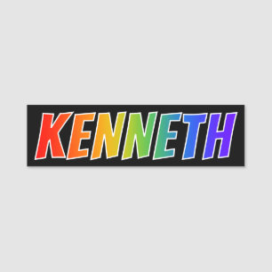 First Name "KENNETH": Fun Rainbow Colouring Tag