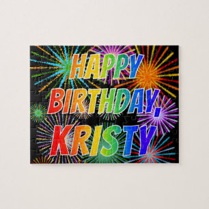 First Name "KRISTY", Fun "HAPPY BIRTHDAY" Jigsaw Puzzle