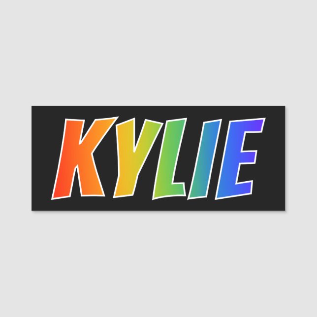 First Name "KYLIE": Fun Rainbow Colouring Tag (Front)