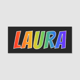First Name "LAURA": Fun Rainbow Colouring Name Tag