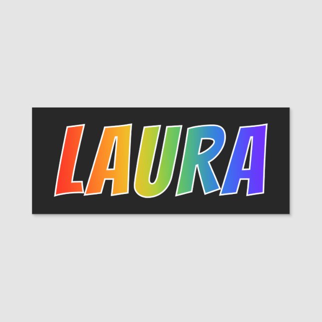 First Name "LAURA": Fun Rainbow Colouring Tag (Front)