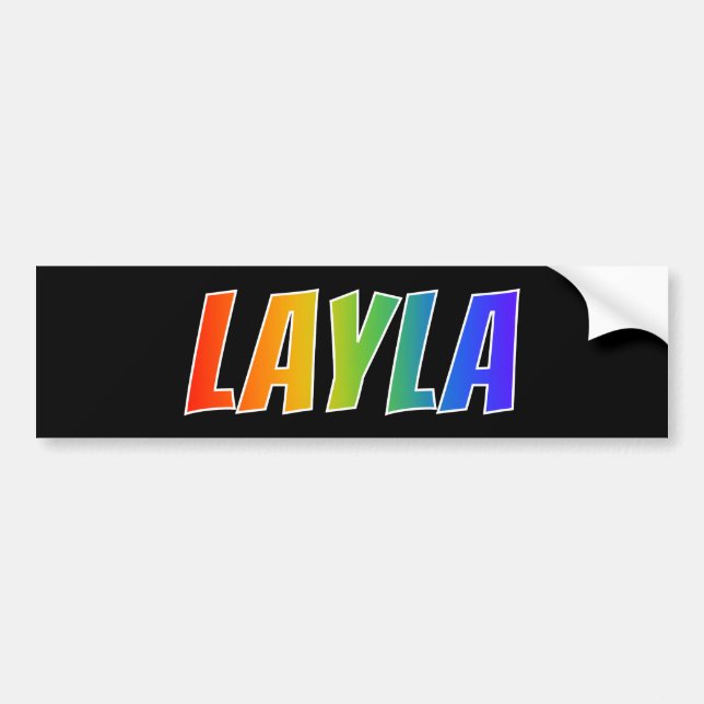 First Name "LAYLA": Fun Rainbow Colouring Bumper Sticker (Front)