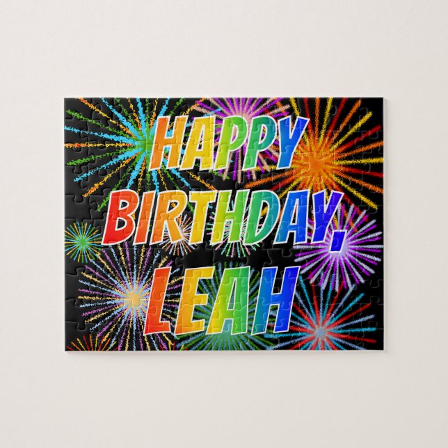 First Name "LEAH", Fun "HAPPY BIRTHDAY" Jigsaw Puzzle (Horizontal)