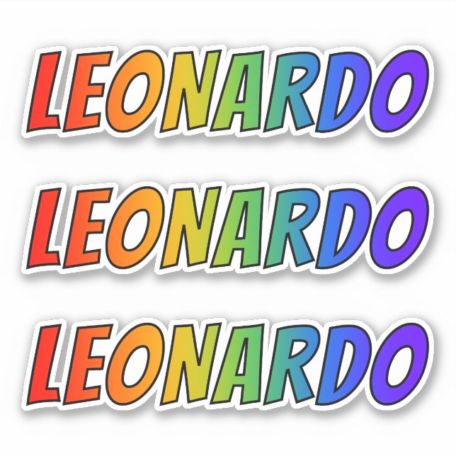 First Name "LEONARDO" w/ Fun Rainbow Colouring (Front)