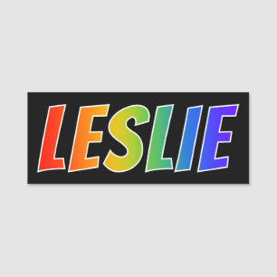First Name "LESLIE": Fun Rainbow Colouring Name Tag