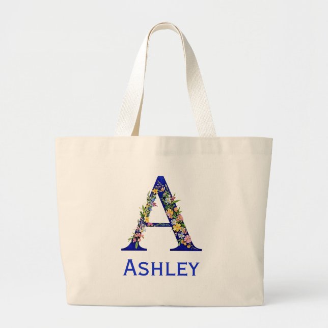 First Name Letter A personalized Large Tote Bag (Front)
