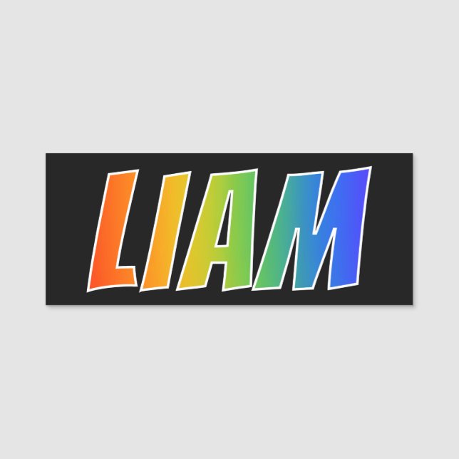 First Name "LIAM": Fun Rainbow Colouring Name Tag (Front)