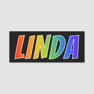 First Name "LINDA": Fun Rainbow Colouring Name Tag