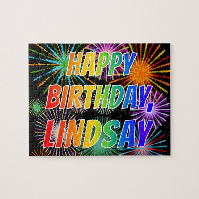 First Name "LINDSAY", Fun "HAPPY BIRTHDAY" Jigsaw Puzzle (Horizontal)