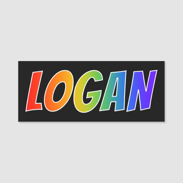 First Name "LOGAN": Fun Rainbow Colouring Name Tag (Front)