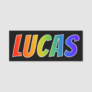 First Name "LUCAS": Fun Rainbow Colouring Name Tag