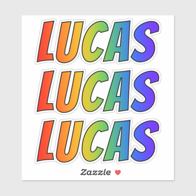 First Name "LUCAS" w/ Fun Rainbow Colouring (Sheet)