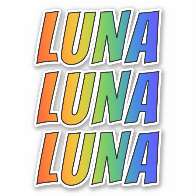 First Name "LUNA" w/ Fun Rainbow Colouring (Front)